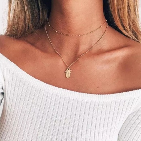 🌻Gold double layer pineapple necklace - Picture 2 of 3